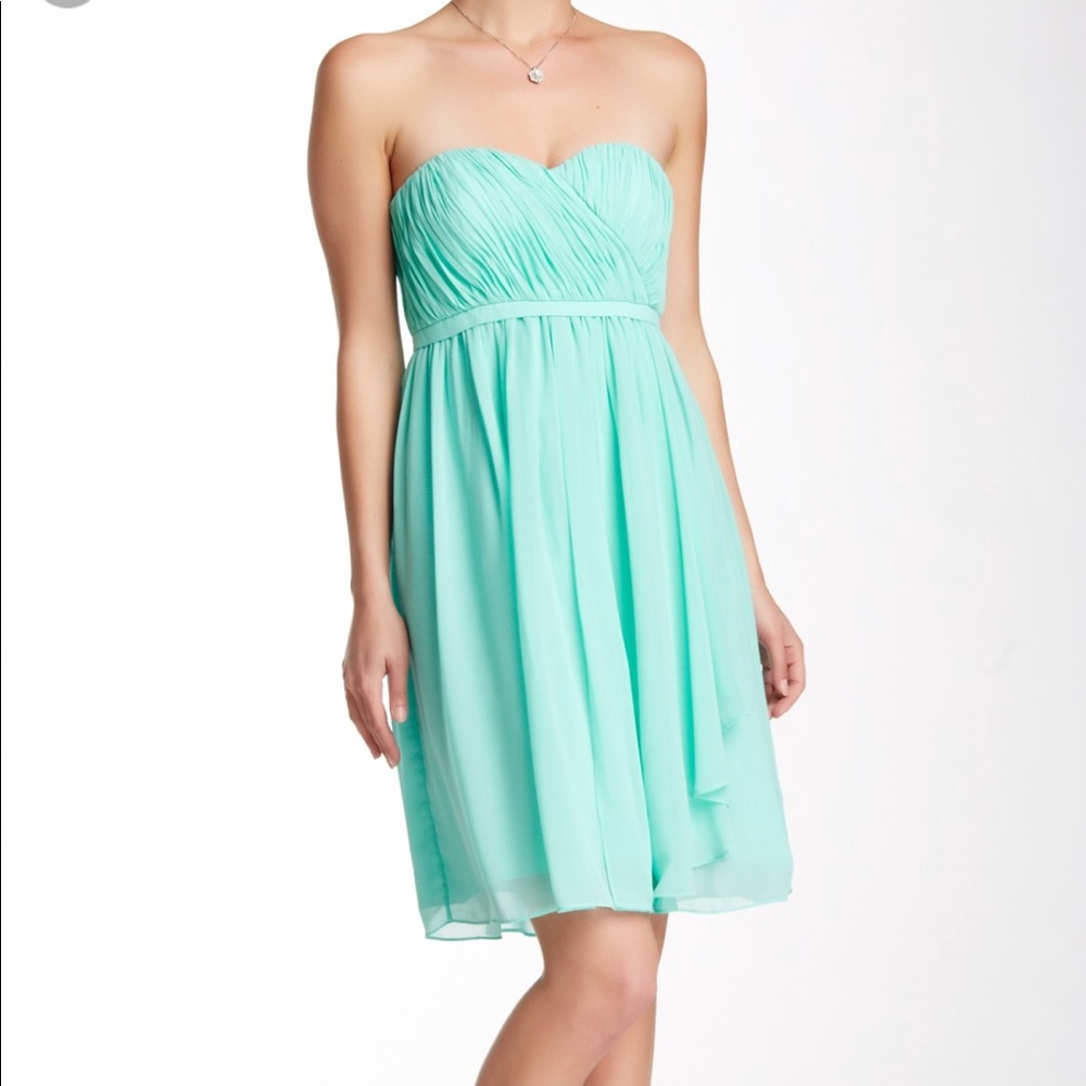 DONNA MORGAN Chiffon Dress Tiffany Blue